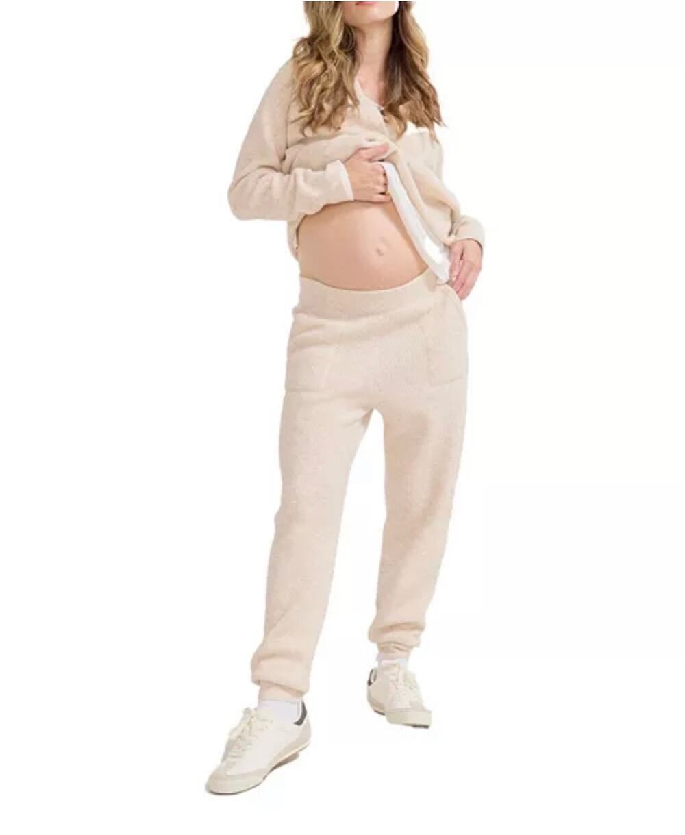 HATCH The Cozy Waffle Visitor Hoodie (M) + Maternity Jogger (S) Oatmeal Mélange